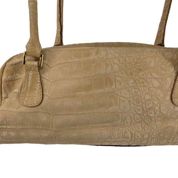 Tanner Italy Vintage Handbag Beige Leather Croc Embossed Shoulder Bag Classic - Picture 6 of 12